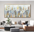 white flowers gold by Palette Knife wall decor texture